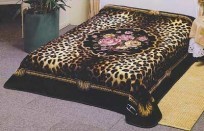 Queen Solaron Leopard, Floral Mink Blanket