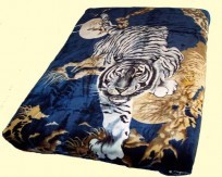 Solaron Queen Crouching Tiger Navy Mink Blanket