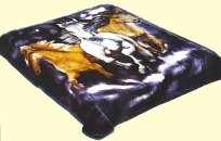 Wonu Safari King Horses Navy Mink Blanket