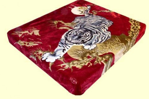 Queen Solaron Crouching Tiger Mink Blanket