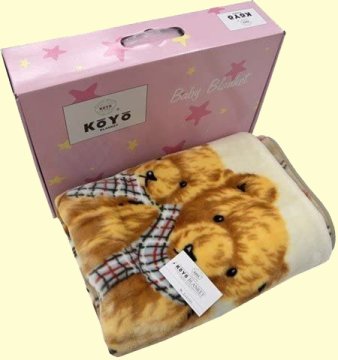 Koyo Two-Ply Double-Sided Baby Bear Collection Mink Blanket