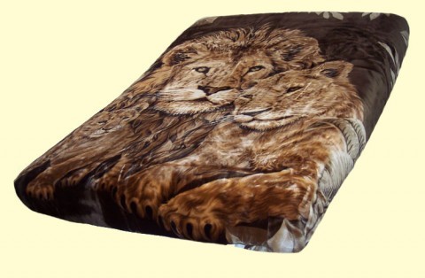 Solaron Queen Lions and Cub Mink Blanket