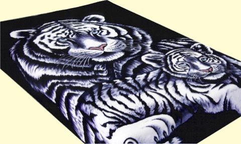 Koyo King Two-Ply Tiger and Cub Mink Blanket